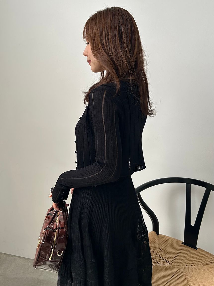 レースクロシェカーデセットワンピース(マキシ・ロングワンピース