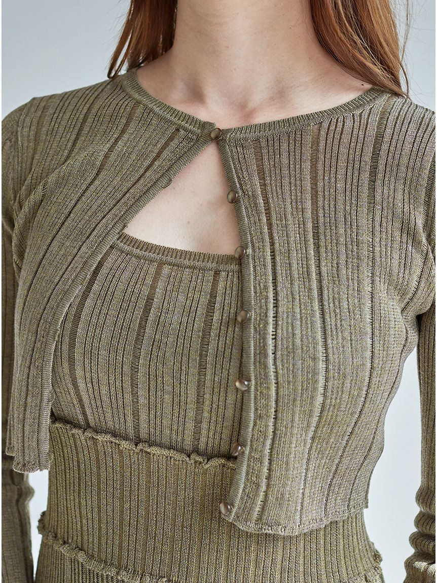 レースクロシェカーデセットワンピース(マキシ・ロングワンピース