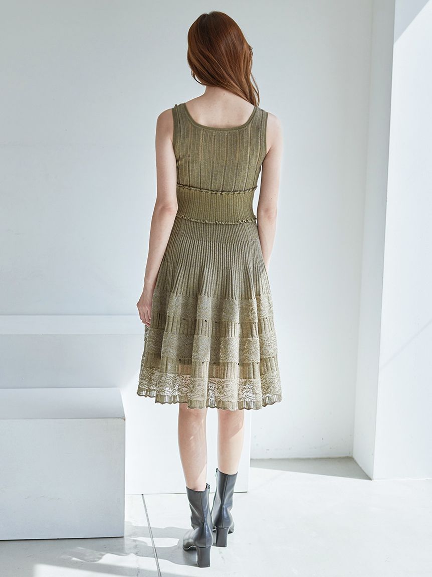 レースクロシェカーデセットワンピース(マキシ・ロングワンピース