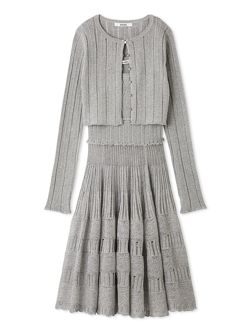 レースクロシェカーデセットワンピース(マキシ・ロングワンピース