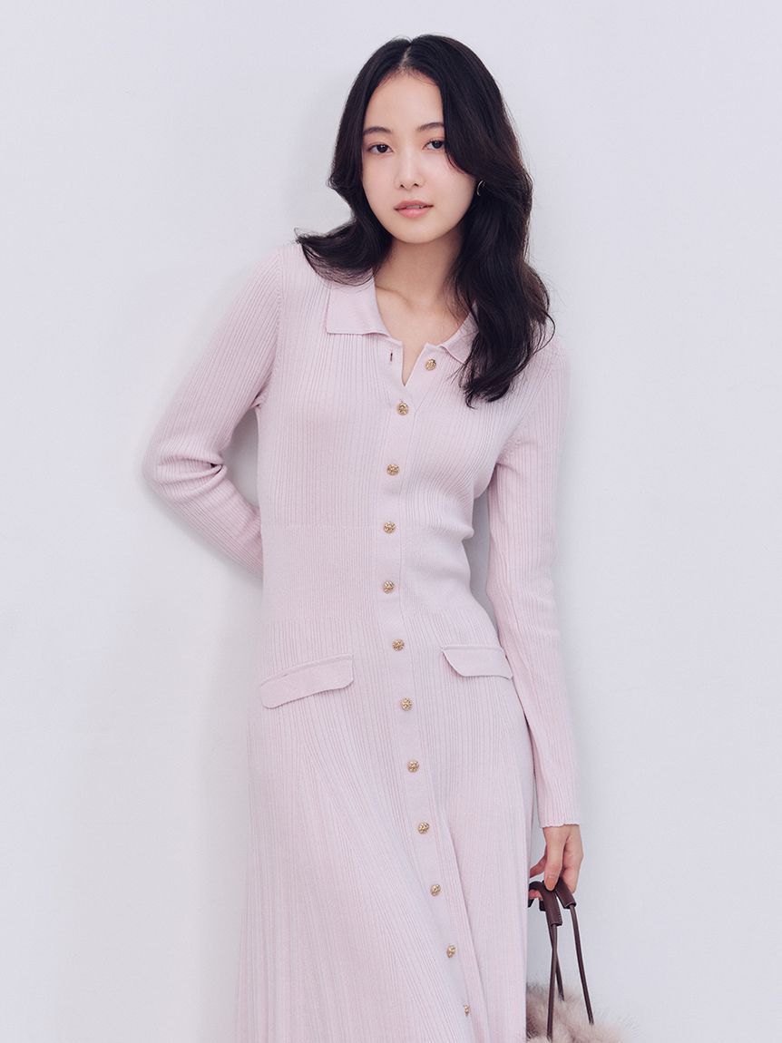 フロントボタンニットワンピース(マキシ・ロングワンピース