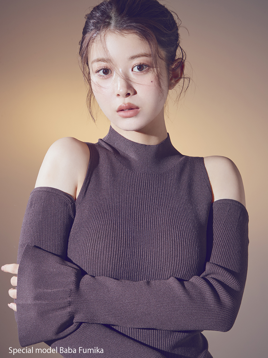 Sustainableコールドショルダーニットワンピース(マキシ・ロング