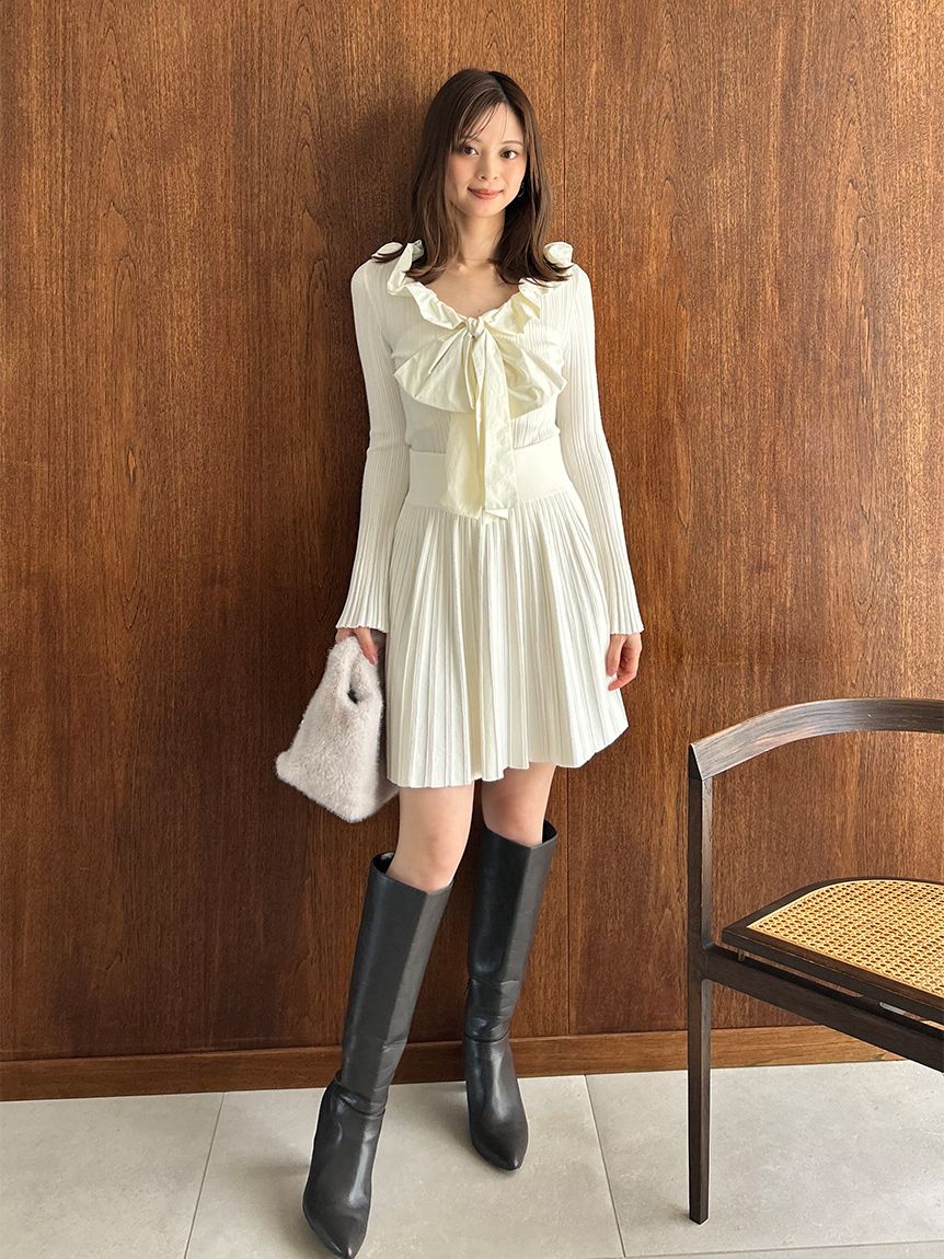 セブンフェアリー♡クロシェブラウン セットアップ フリルボウタイセットアップ【カンヘウォン着用】(トップス＆ボトム