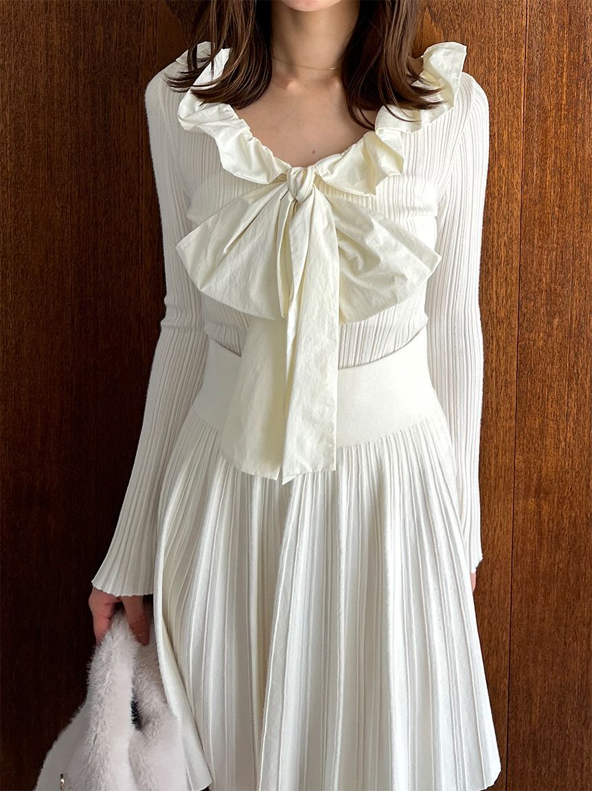 フリルボウタイセットアップ【カンヘウォン着用】(トップス＆ボトム