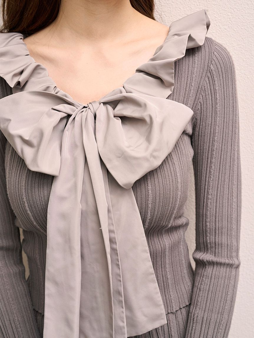 フリルボウタイセットアップ【カンヘウォン着用】(トップス＆ボトム