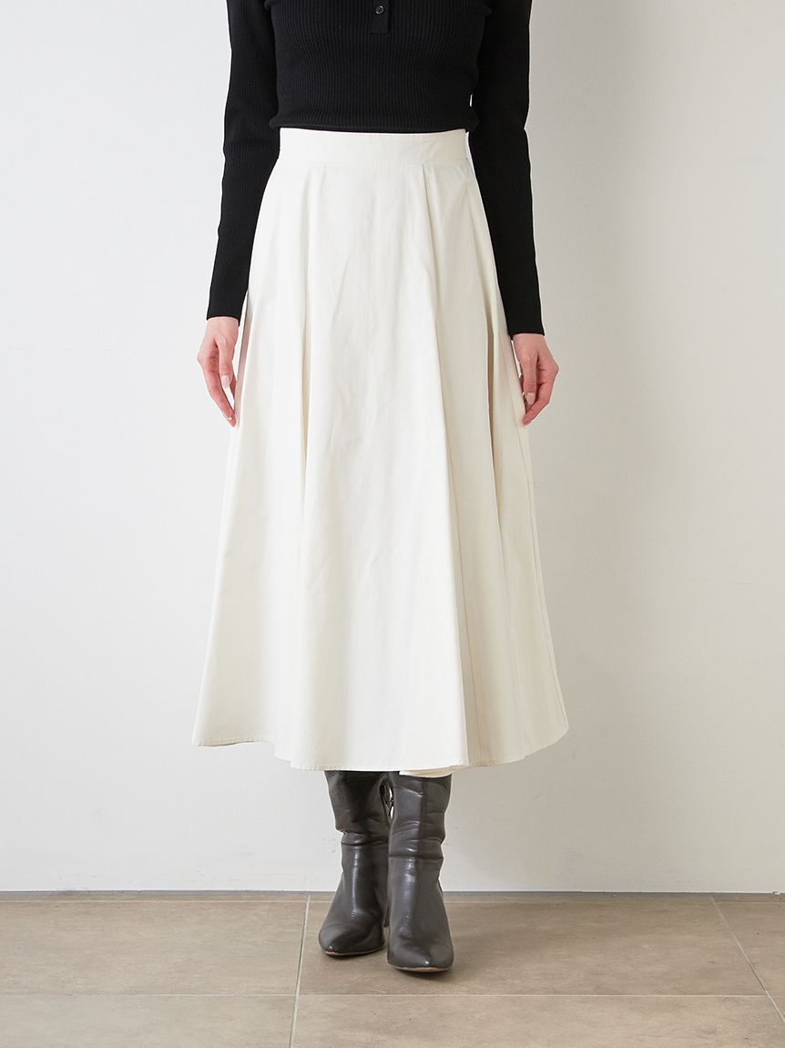 スカーフ付きポロニット×フレアスカートセット(トップス＆ボトムセット