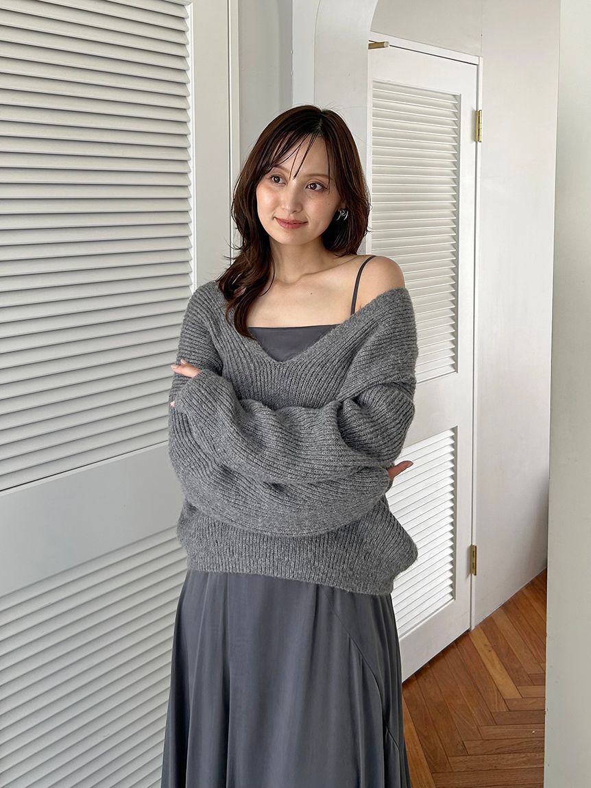 キーネックニットセットキャミワンピース(マキシ・ロングワンピース