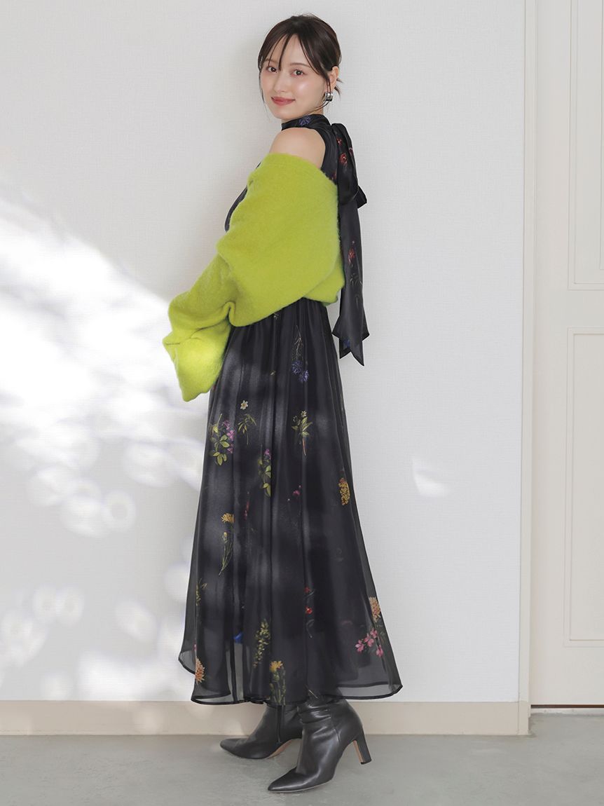 Sustainableフラワーモチーフワンピース×ボレロセット(マキシ