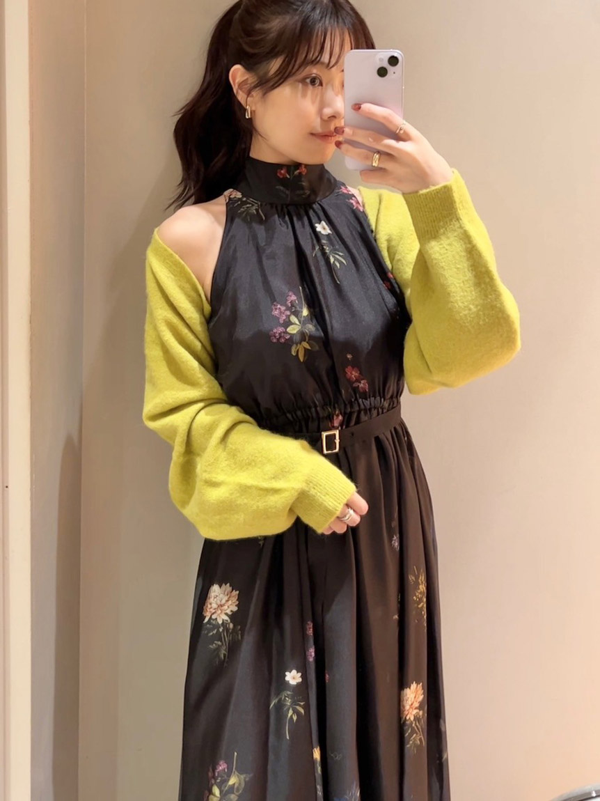 Sustainableフラワーモチーフワンピース×ボレロセット(マキシ・ロング