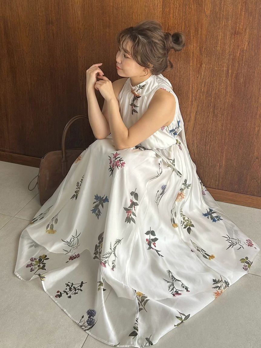 Sustainableフラワーモチーフワンピース×ボレロセット(マキシ・ロング