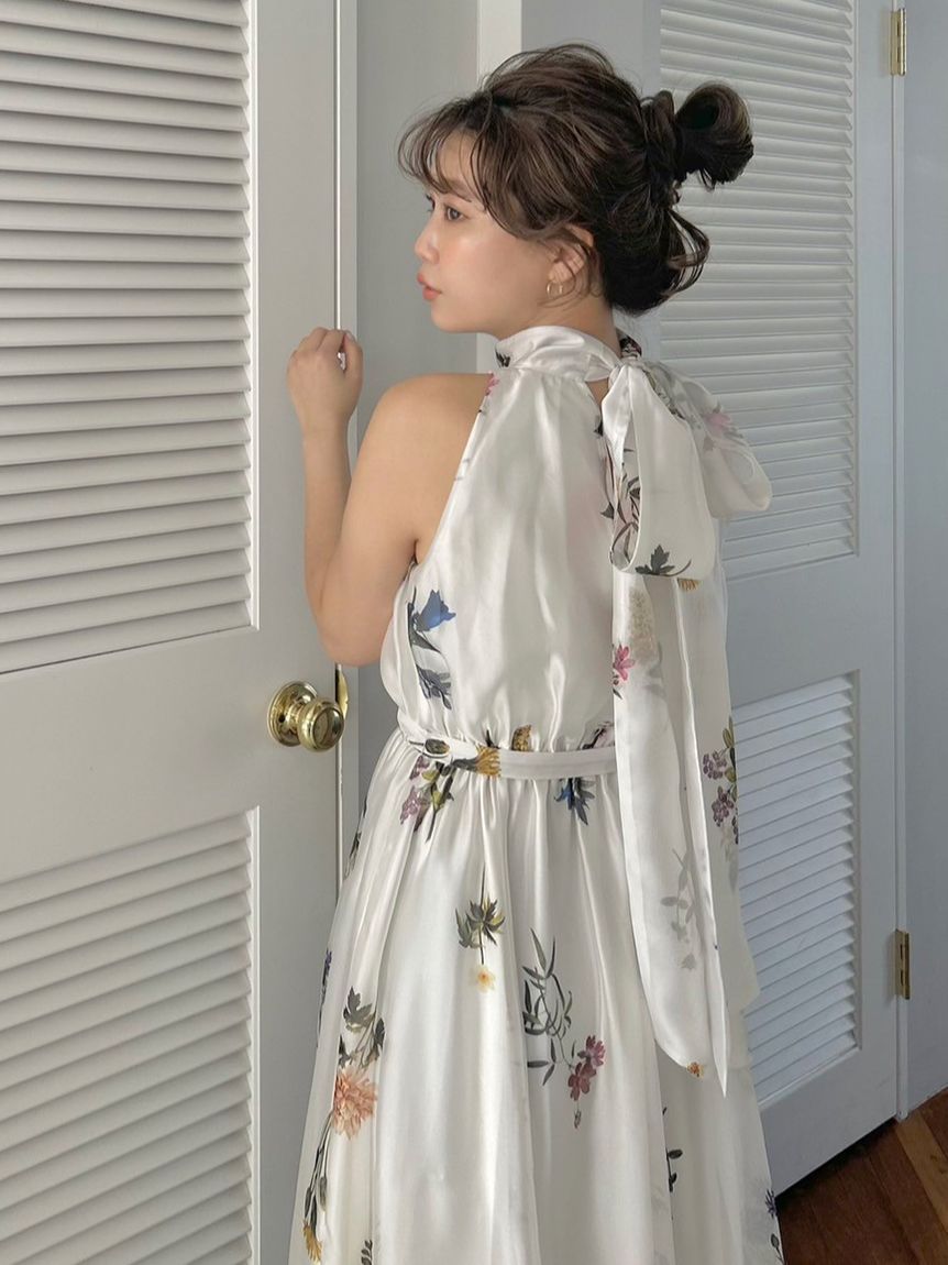 Sustainableフラワーモチーフワンピース×ボレロセット(マキシ・ロング