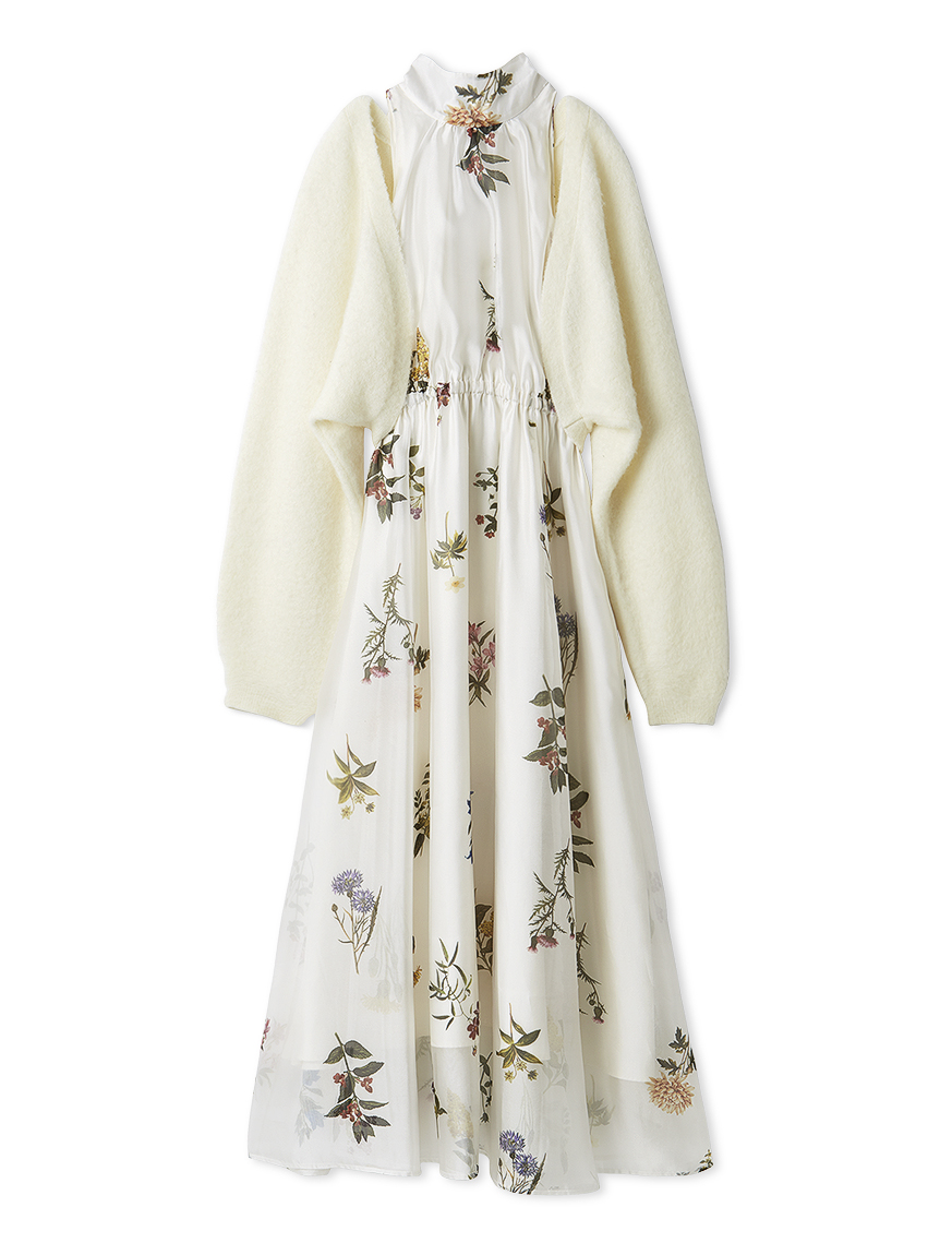 Sustainableフラワーモチーフワンピース×ボレロセット(マキシ・ロング