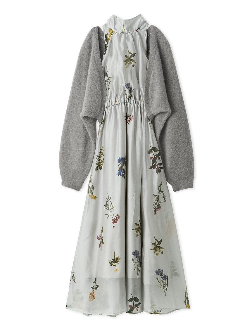 Sustainableフラワーモチーフワンピース×ボレロセット(マキシ・ロング