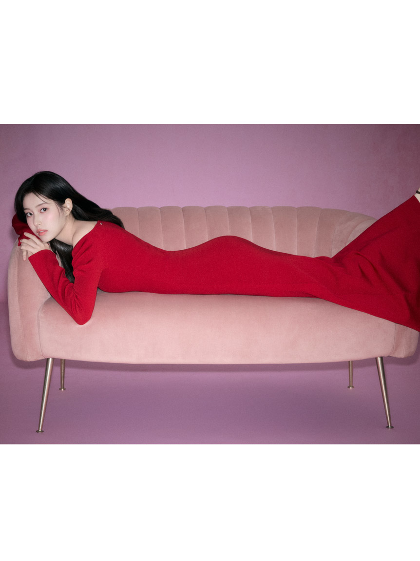 オフショルIラインニットワンピース【カンヘウォン着用】(マキシ