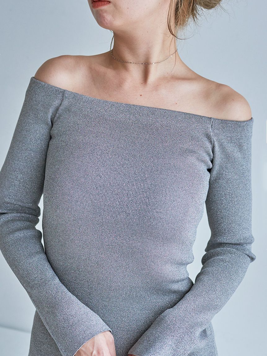 オフショルIラインニットワンピース【カンヘウォン着用】(マキシ