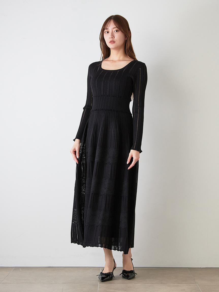 レースクロシェロングドレス(マキシ・ロングワンピース)｜ワンピース