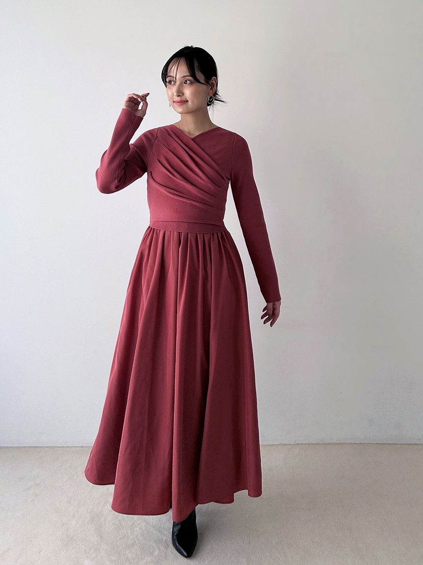 ニットドッキングワンピース(マキシ・ロングワンピース)｜ワンピース