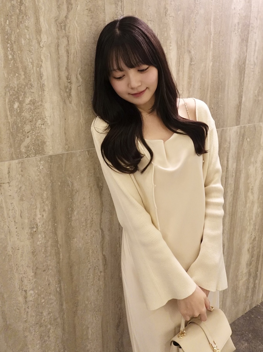 WEB限定】サテンキャミワンピースニットカーデセット(マキシ・ロング