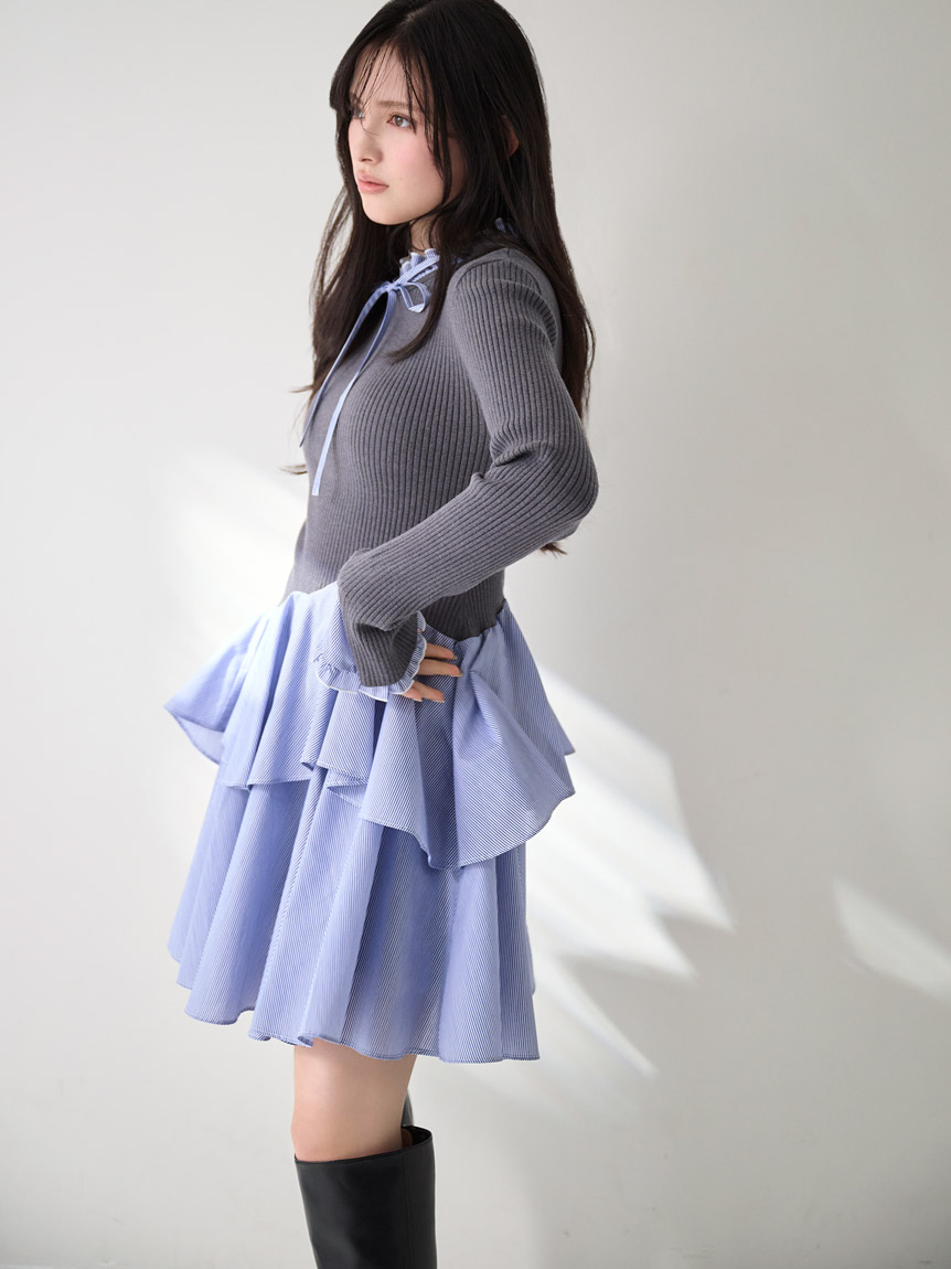 【SNIDEL】着用１回のみ！今日限定値下♡完売品♡コンストラクトミニワンピース Sustainableドッキングミニニットワンピース(ミニワンピース