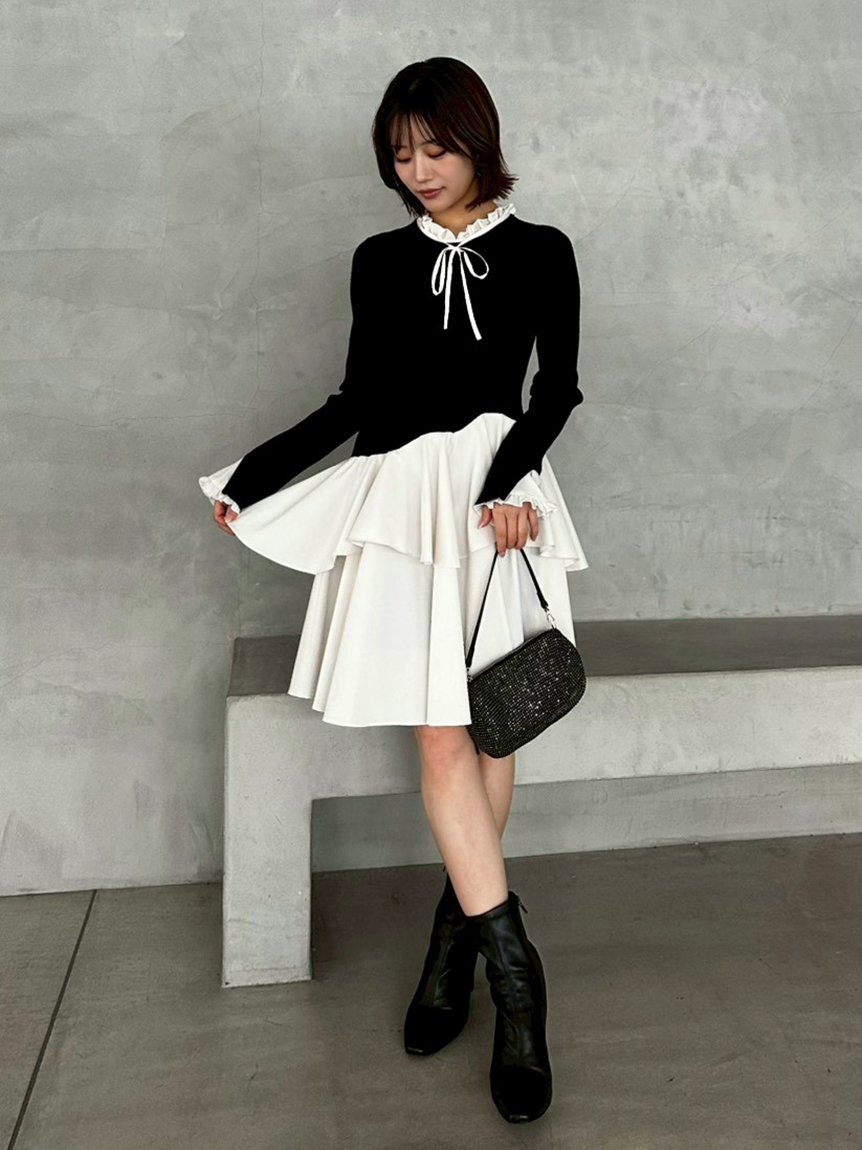 Sustainableドッキングミニニットワンピース(ミニワンピース