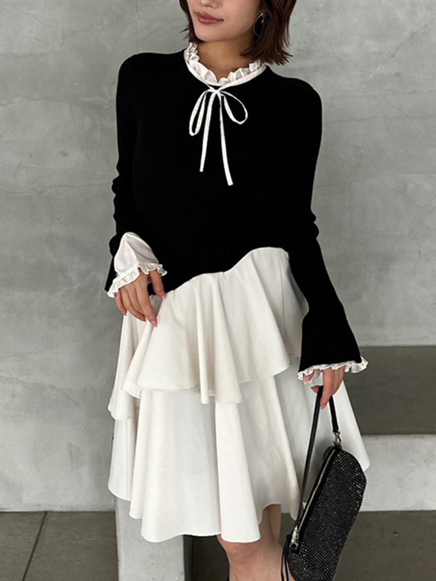 Sustainableドッキングミニニットワンピース(ミニワンピース