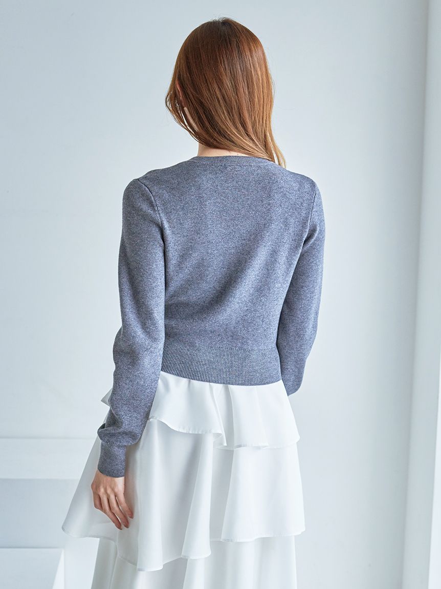 Sustainableニットカーデ×ティアードスカートセット(セットアップ