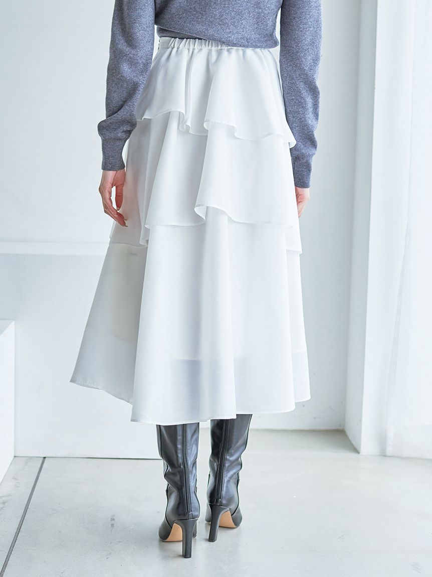 Sustainableニットカーデ×ティアードスカートセット(トップス＆ボトム