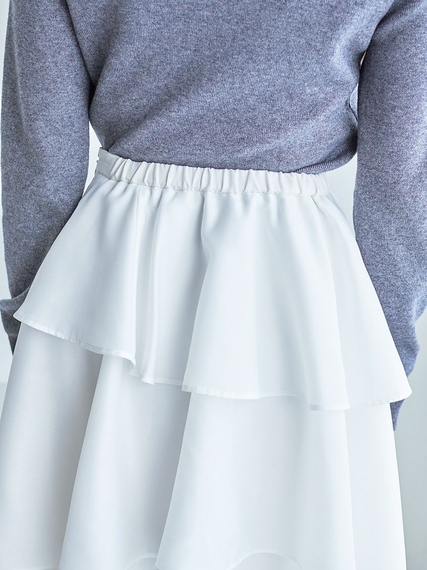 Sustainableニットカーデ×ティアードスカートセット(セットアップ