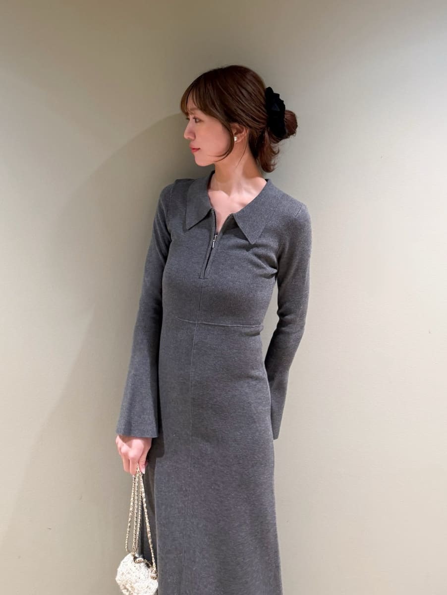 新品タグ付き SNIDEL スナイデル スキッパーニットワンピース MNT Sustainableスキッパーニットワンピース(マキシ・ロングワンピース