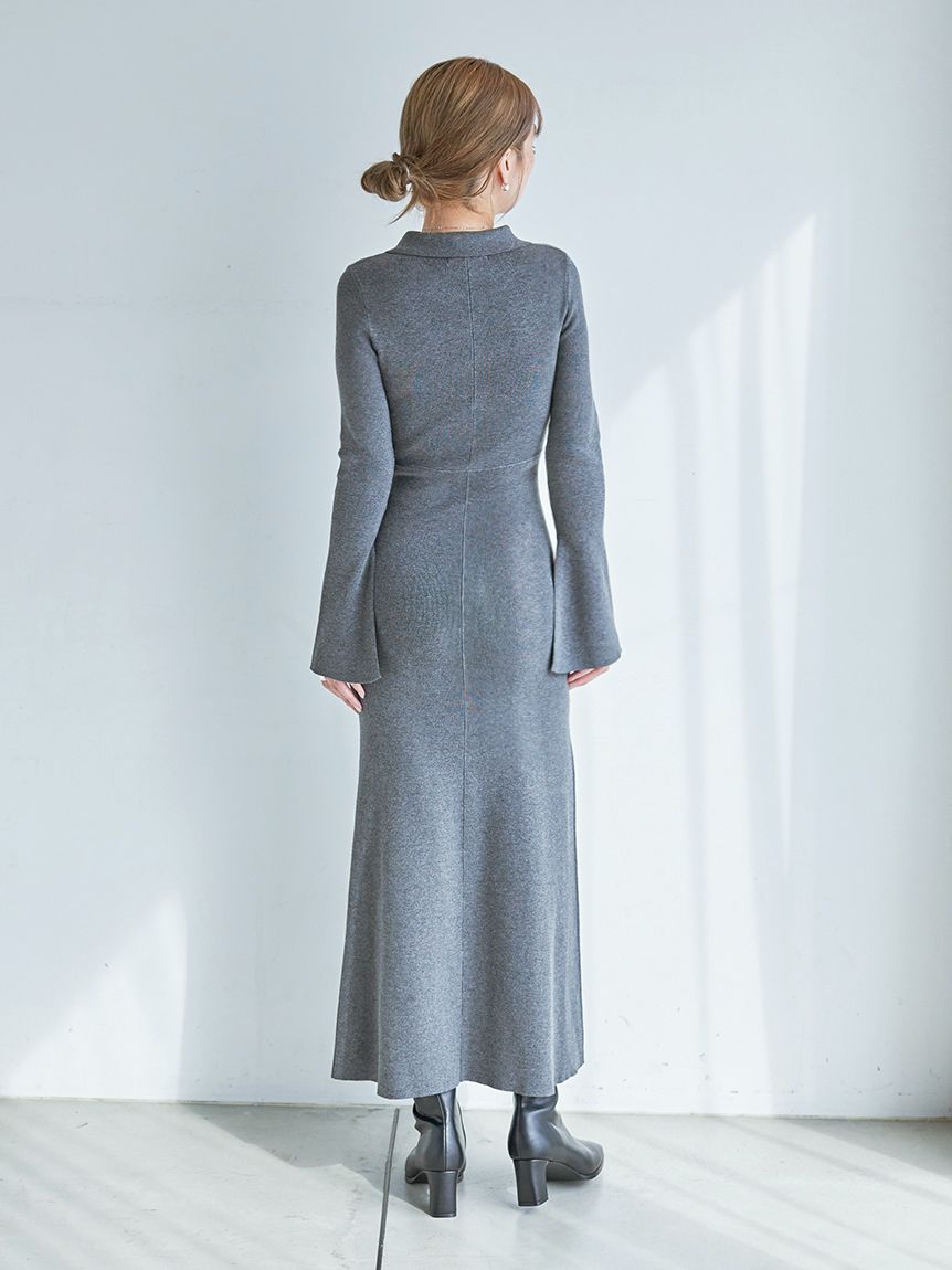 snidel＊スキッパーニットワンピース Sustainableスキッパーニットワンピース(マキシ・ロングワンピース