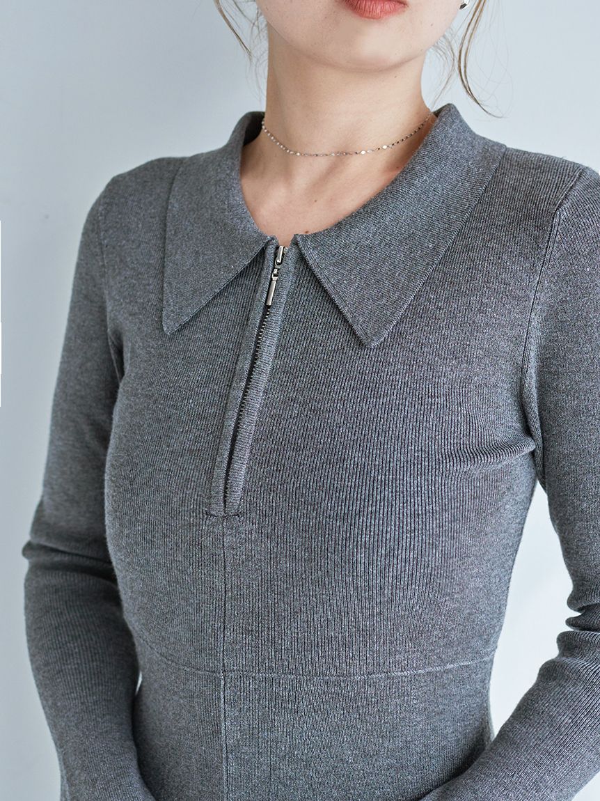 Sustainableスキッパーニットワンピース(マキシ・ロングワンピース