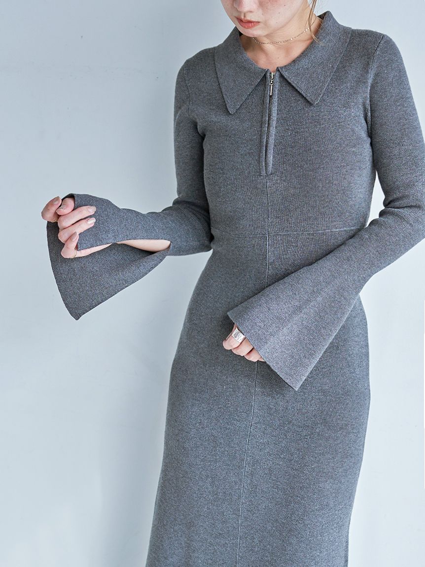 Sustainableスキッパーニットワンピース(マキシ・ロングワンピース