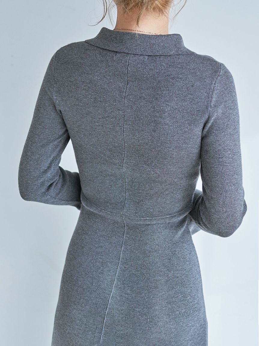 Sustainableスキッパーニットワンピース(マキシ・ロングワンピース