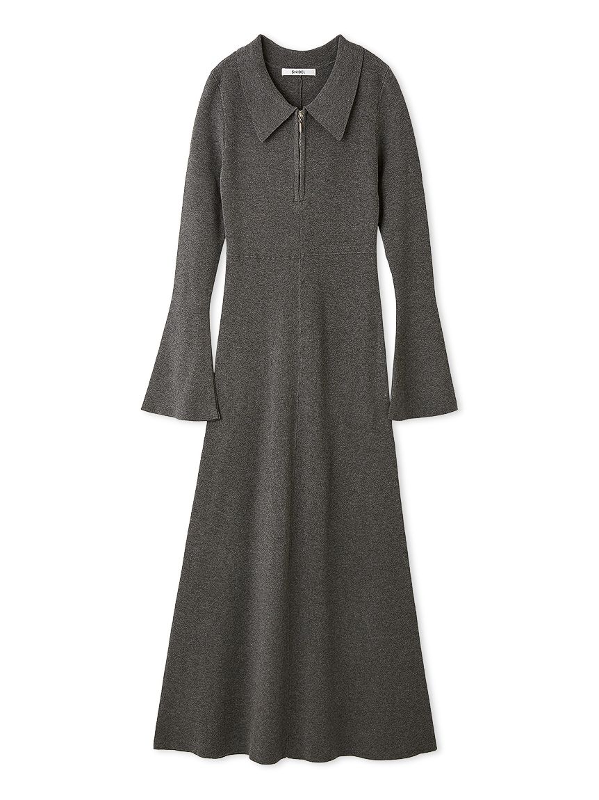 Sustainableスキッパーニットワンピース(マキシ・ロングワンピース