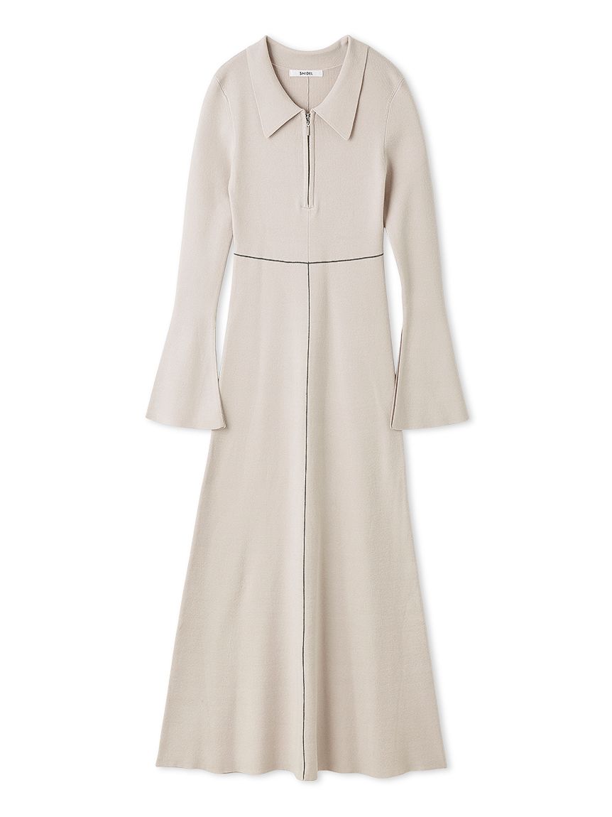 Sustainableスキッパーニットワンピース(マキシ・ロングワンピース