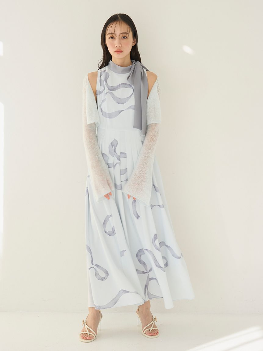 WEB限定カラーあり】リボンディテールカーデセットワンピース(ニット