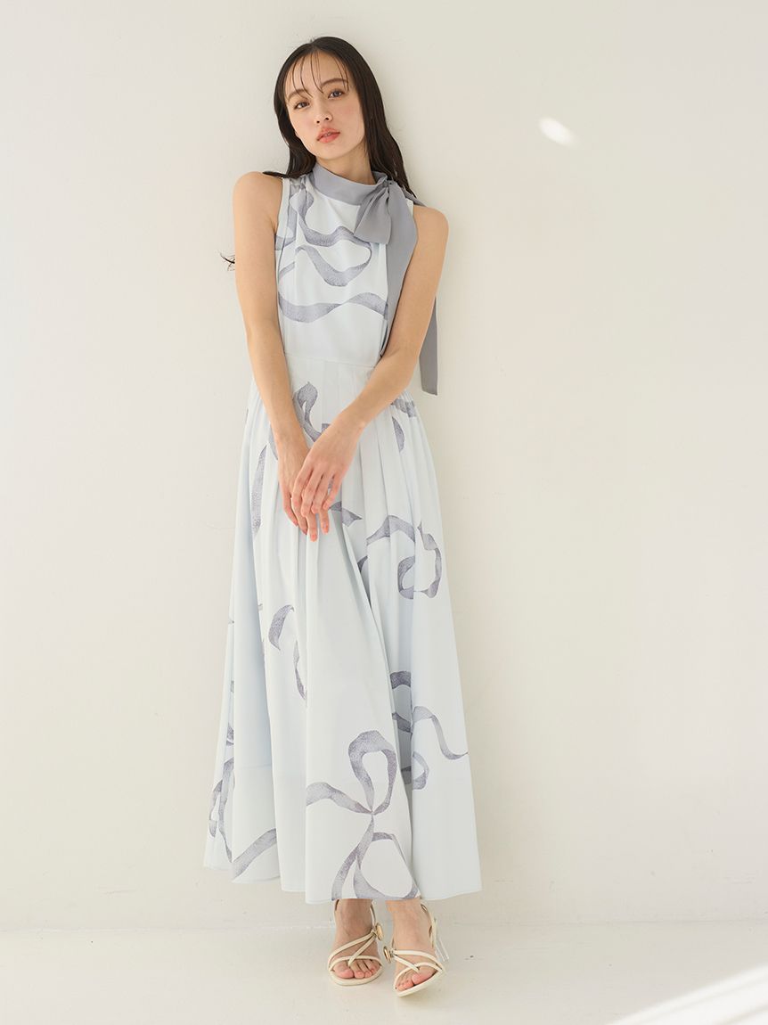 WEB限定カラーあり】リボンディテールカーデセットワンピース(ニット