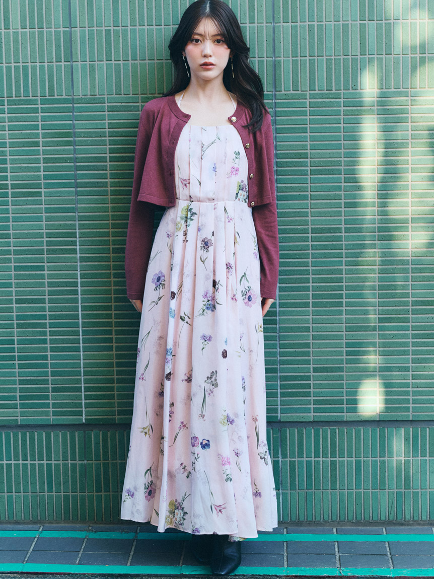 カーデセットフローラルプリントキャミワンピース(マキシ・ロング