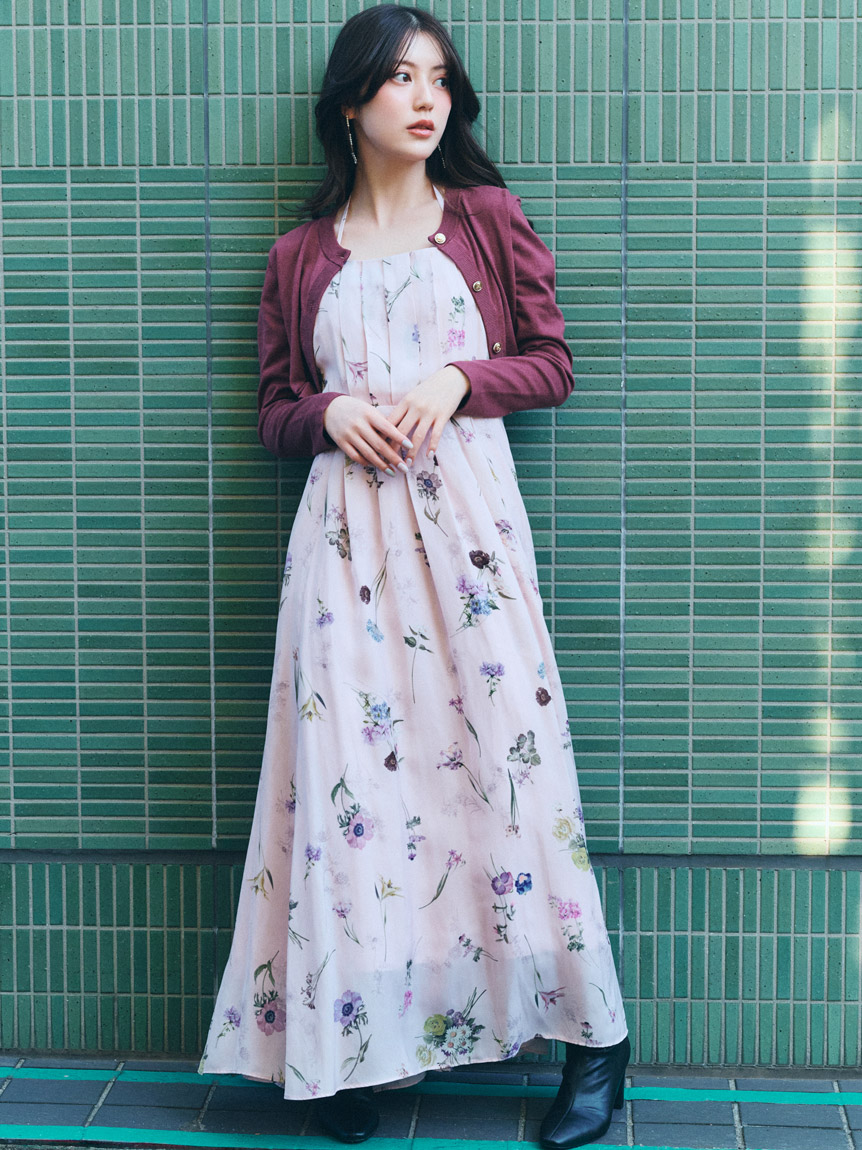 カーデセットフローラルプリントキャミワンピース(マキシ・ロング