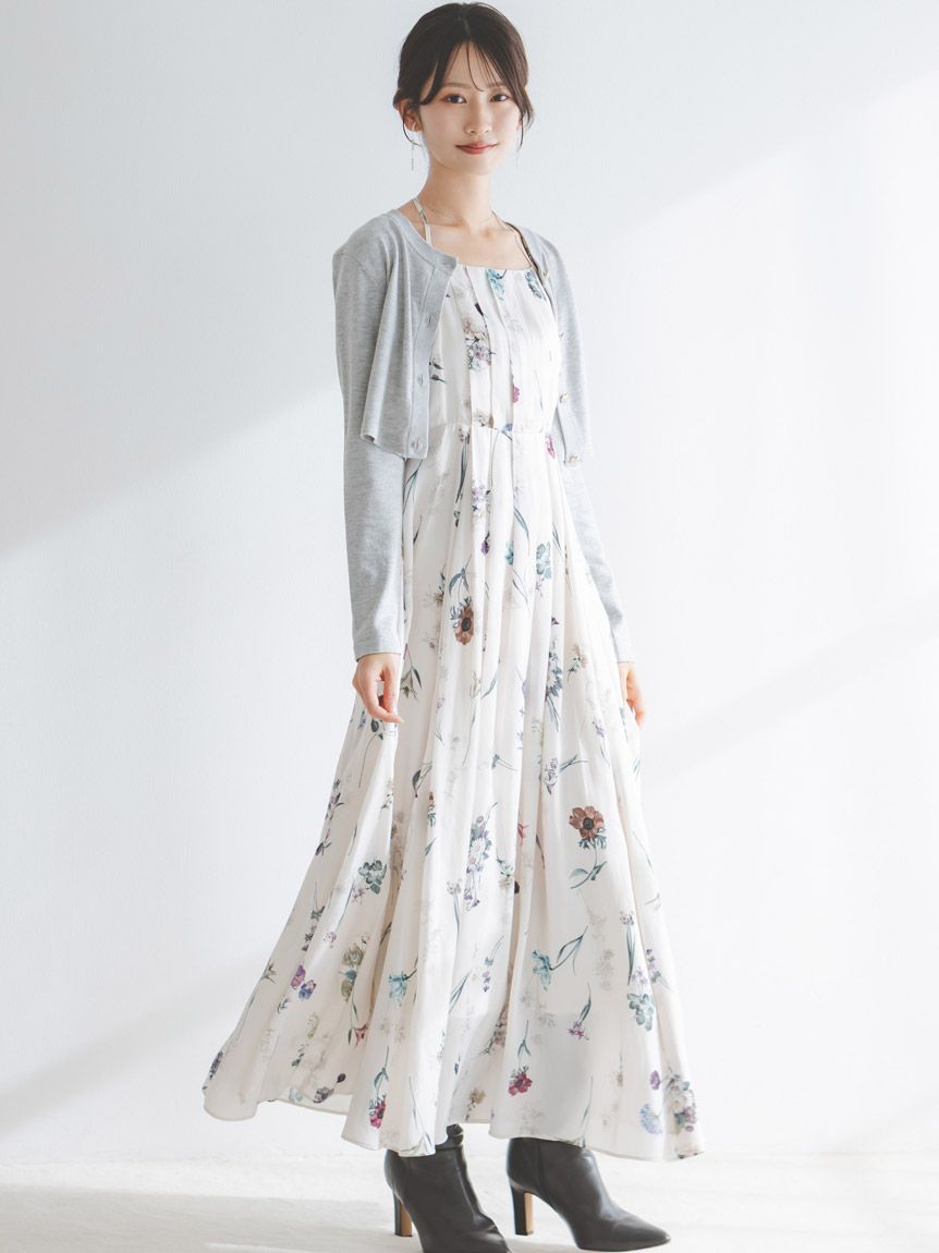 カーデセットフローラルプリントキャミワンピース(マキシ・ロング
