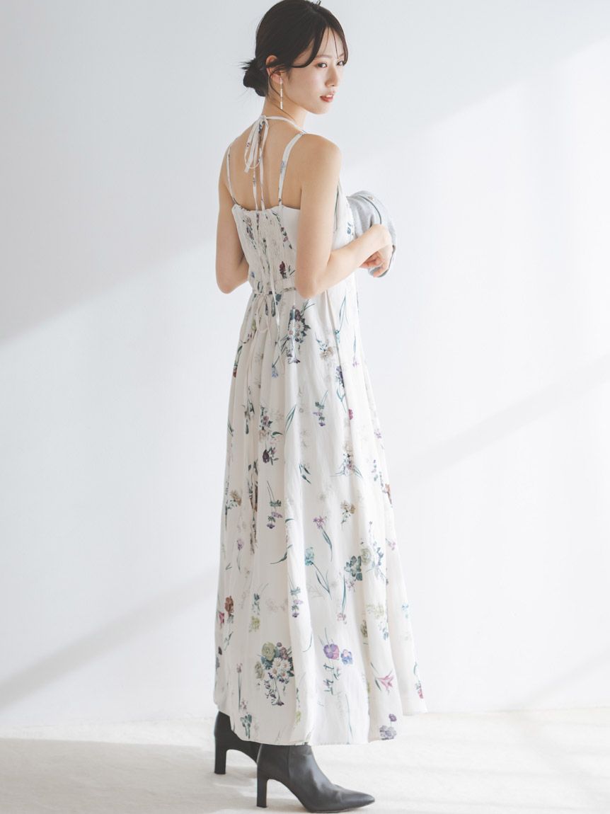 SNIDEL ワンピース カーデセットフローラルプリントキャミワンピース(ニットワンピース