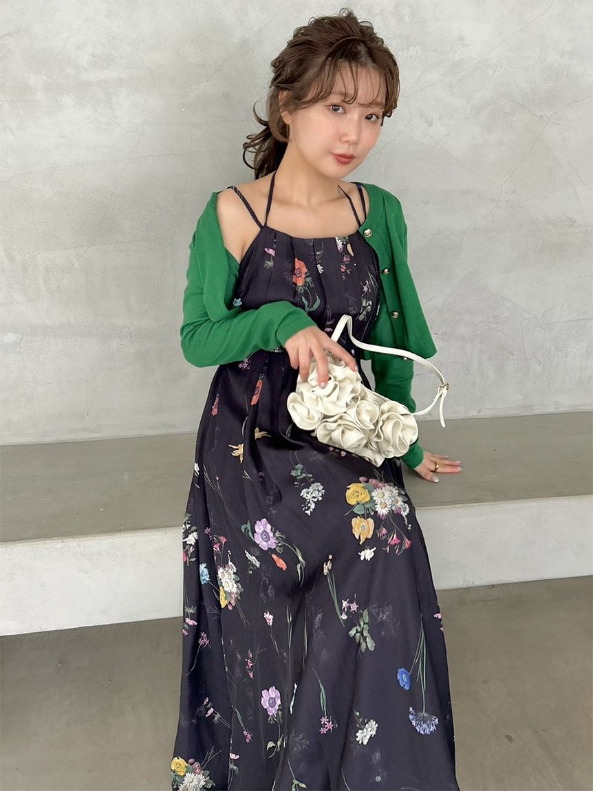 カーデセットフローラルプリントキャミワンピース(マキシ・ロング