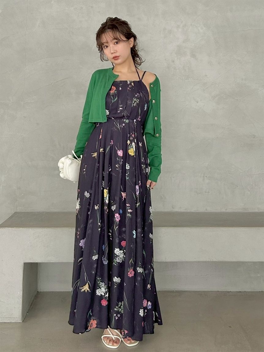 カーデセットフローラルプリントキャミワンピース(マキシ・ロング