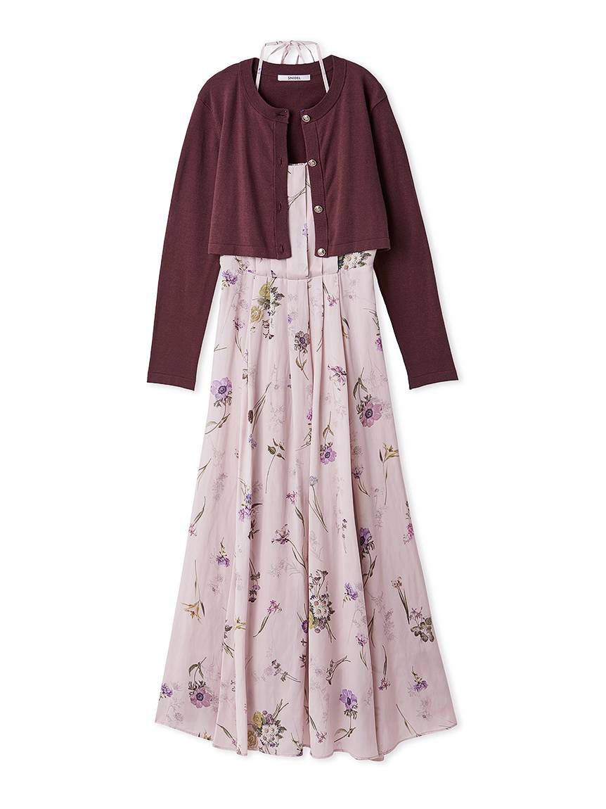 カーデセットフローラルプリントキャミワンピース(マキシ・ロング