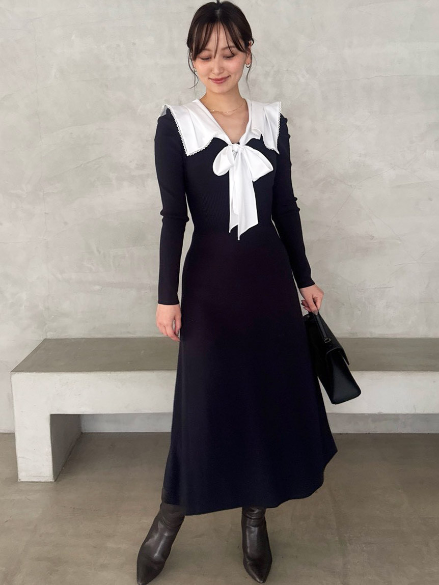 GUCCI セーラーカラー　ニットワンピース セーラーカラーニットワンピース(マキシ・ロングワンピース