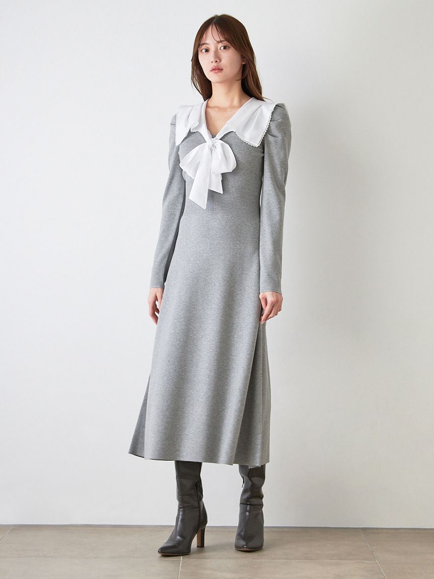 NEW YEAR'S SPECIAL ITEM】セーラーカラーニットワンピース(ミニ