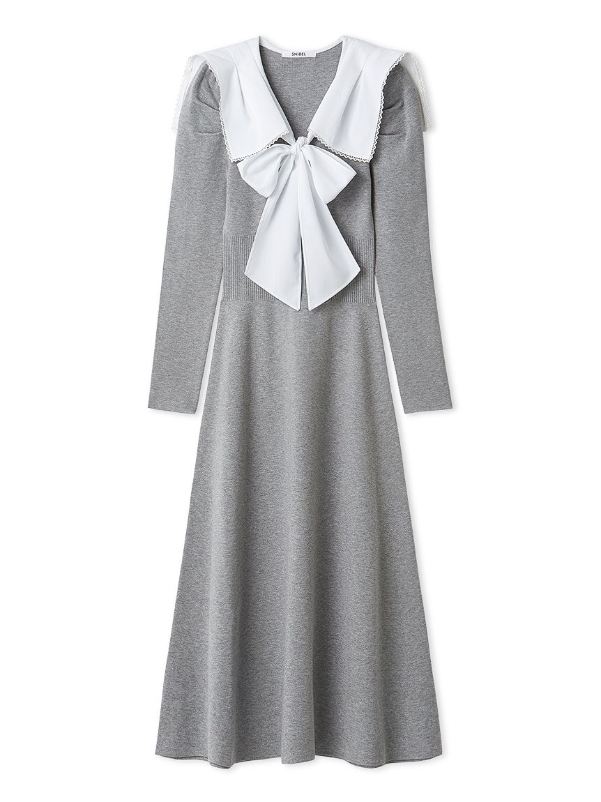 NEW YEAR'S SPECIAL ITEM】セーラーカラーニットワンピース(マキシ