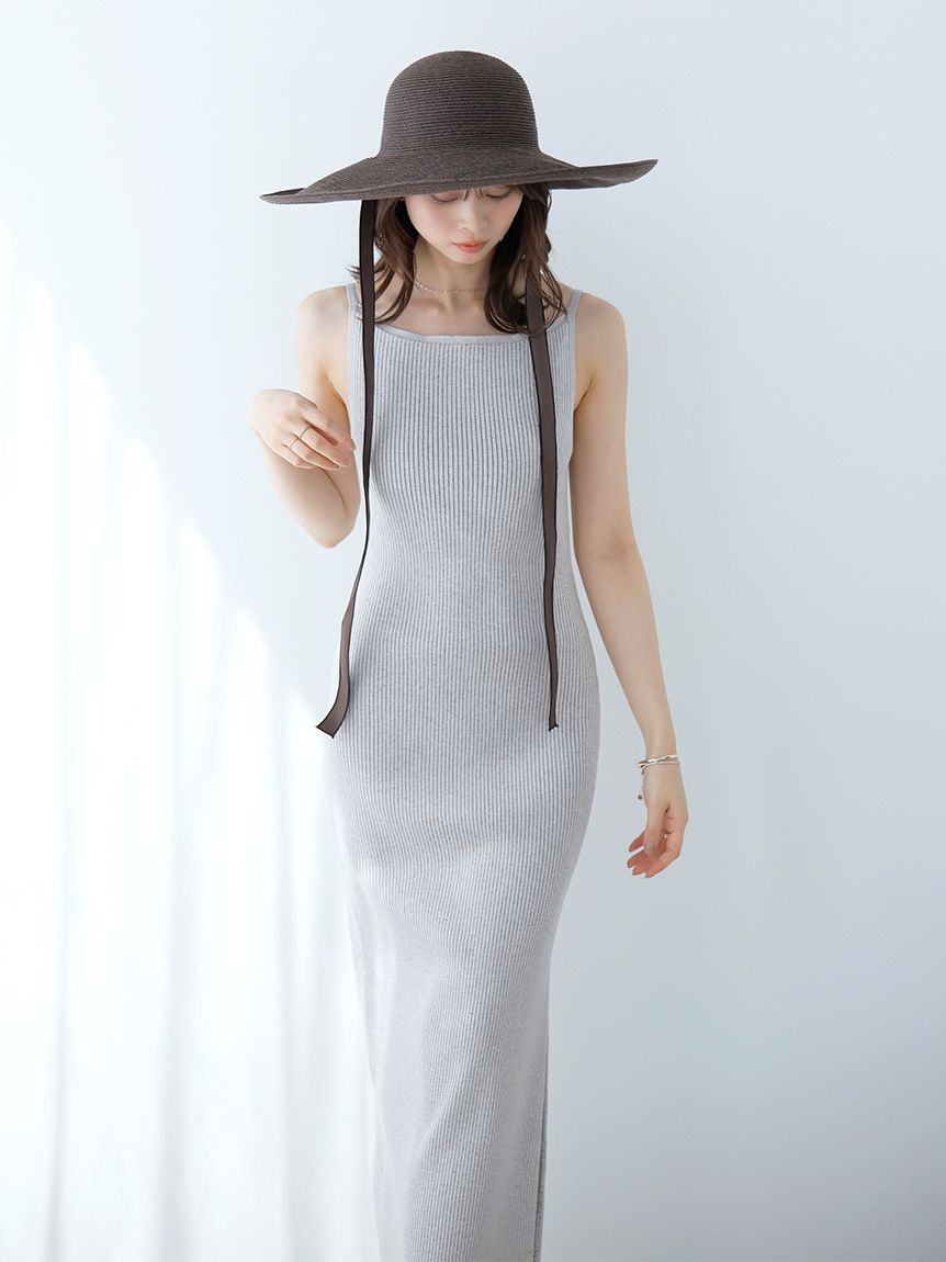 シンプルニットキャミワンピース(ロングワンピース)｜ワンピース