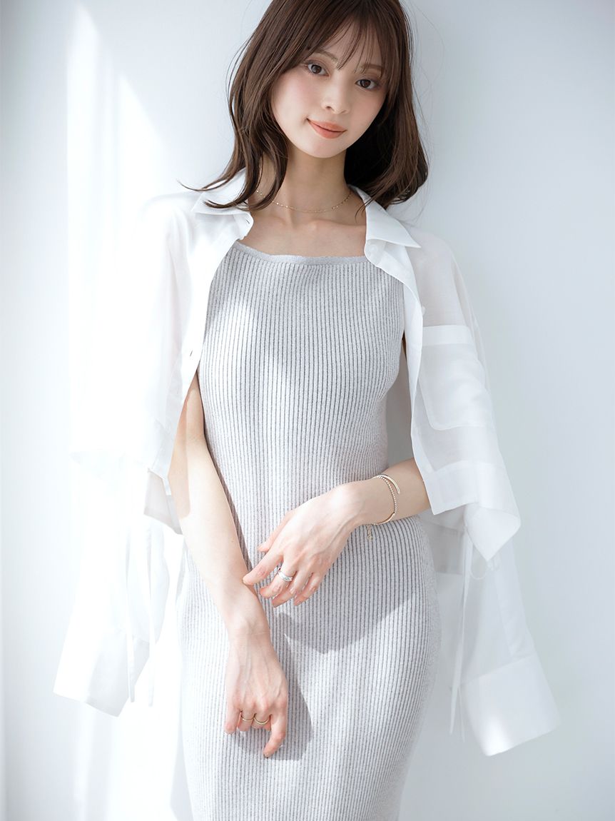 シンプルニットキャミワンピース(ロングワンピース)｜ワンピース