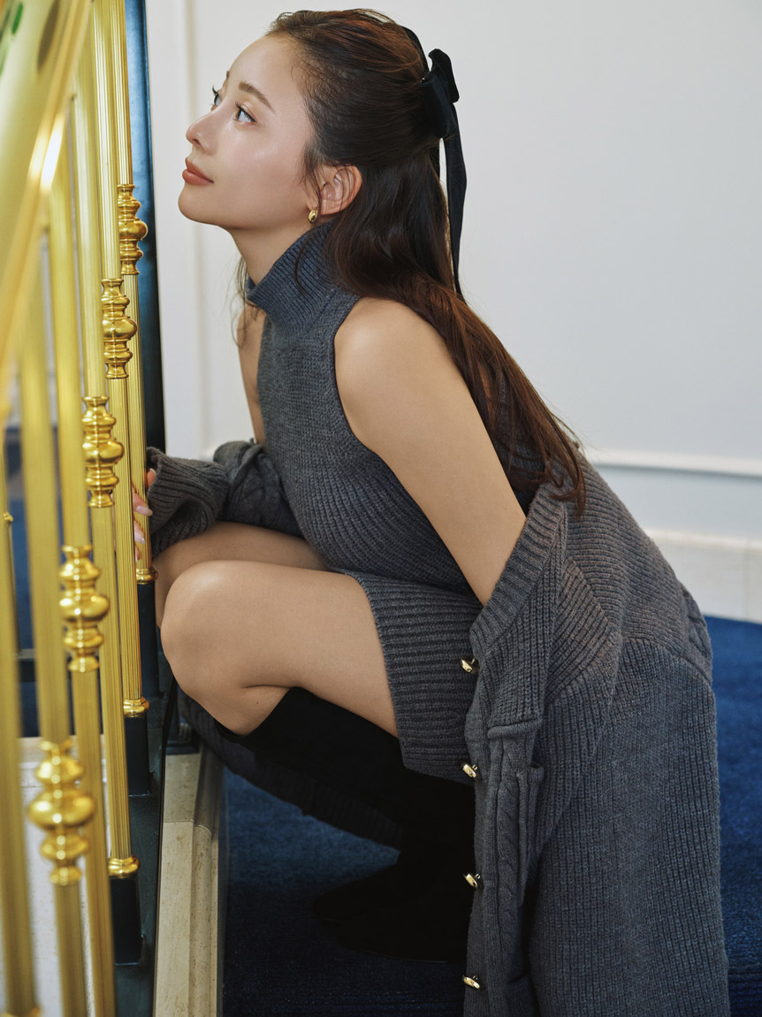 ワンピース SNIDEL ORGANICS narrow knit dress IVR セットアップ対応】アメスリニットミニワンピース(ミニワンピース